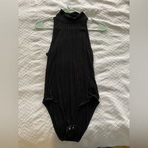 Black mock neck bodysuit